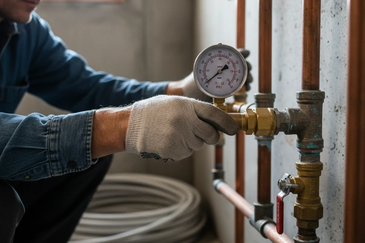 Pressure testing a repaired line during Water Line Repair in Ruffin
